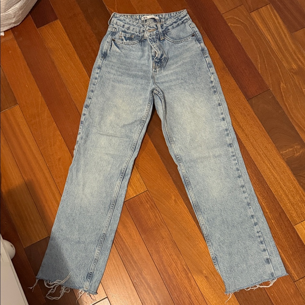 Zara Light Blue Straight Leg Jeans